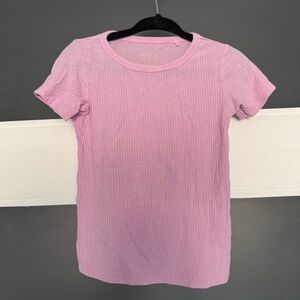 Posh Peanut Pink Ribbed Short Sleeve Pajama Top